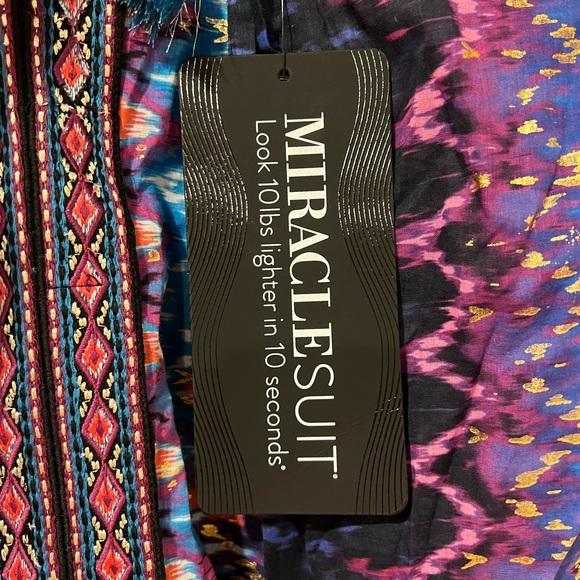 Miraclesuit Bella Alba Cotton Caftan Cover-Up in Midnight Blue (M) - Picture 13 of 14